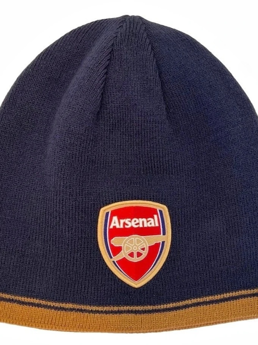 NWT Puma Arsenal FC Reversible Beanie Cap Hat Adult OSFA Navy Blue & Gold Soccer